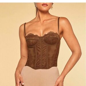 Chic Brown Lace Bustier